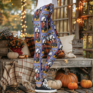 Art Nouveau Herfst Heks Pompoenen Paarse Maan Leggings