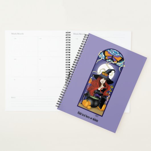 Art Nouveau Herfst Heks Pompoenen Paarse Maan Planner (Display)