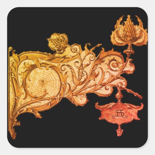 Art nouveau herfst sconce spiderweb anton seder vierkante sticker (Voorkant)