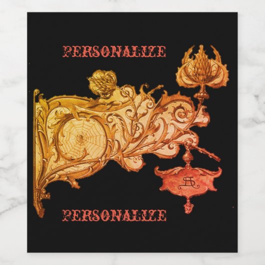 Art nouveau herfst sconce spiderweb anton seder wijn etiket (Enkel label)