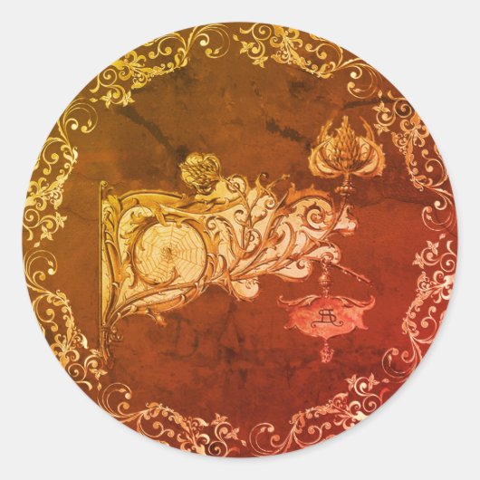 Art nouveau herfst sconce spiderweb Seder Ronde Sticker (Voorkant)