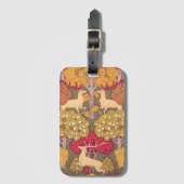 Art nouveau herfstbomen en herten herfst Verneuil Bagagelabel (Voorkant (verticaal))