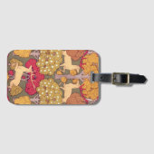 Art nouveau herfstbomen en herten herfst Verneuil Bagagelabel (Voorkant (horizontaal))