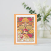 Art nouveau herfstbomen en herten herfst Verneuil Briefkaart (Staand voorkant)