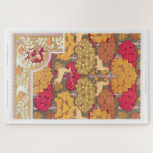 Art nouveau herfstbomen en herten Verneuil Legpuzzel (Horizontaal)