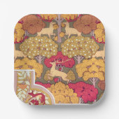 Art nouveau herfstbomen en herten Vintage herfst Papieren Bordje (Voorkant)
