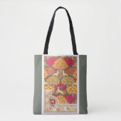 Art nouveau herfstbomen herten  sinaasappel groen tote bag (Voorkant)
