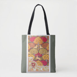 Art nouveau herfstbomen herten  sinaasappel groen tote bag