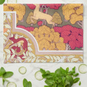 Art nouveau herfstherten in bomen Verneuil herfst Theedoek (Gevouwen)