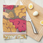 Art nouveau herfstherten in bomen Verneuil herfst Theedoek (Quarter Fold)