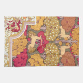 Art nouveau herfstherten in bomen Verneuil herfst Theedoek (Horizontaal)