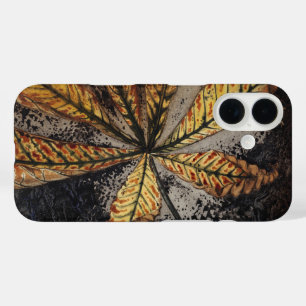 Art Nouveau herfstkastanjeblad vintage print iPhone 16 Hoesje