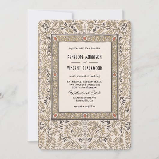 Art Nouveau Herfstkleuren Uitnodiging voor een bru (Voorkant)