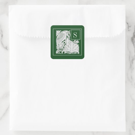 Art Nouveau Heron Monogram Sticker (Tas)