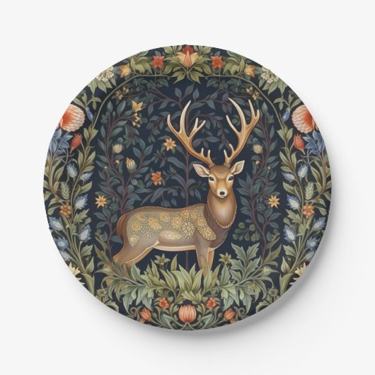 Art nouveau herten in de tuin papieren bordje (Voorkant)