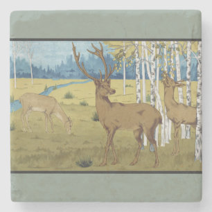 Art Nouveau Hertenbos Maurice Verneuil Kunst Stenen Onderzetter