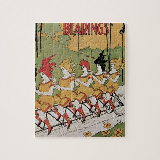 Art Nouveau-Hoesje, met een Tandem-fiets Legpuzzel (Verticaal)