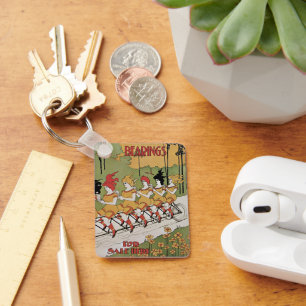  Art Nouveau-Hoesje, met een Tandem-fiets Sleutelhanger