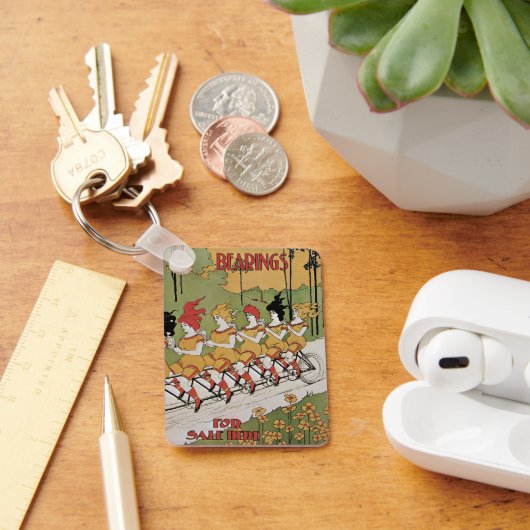 Art Nouveau-Hoesje, met een Tandem-fiets Sleutelhanger (Bureau)