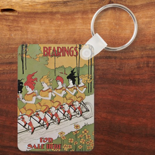  Art Nouveau-Hoesje, met een Tandem-fiets Sleutelhanger (Achterkant)