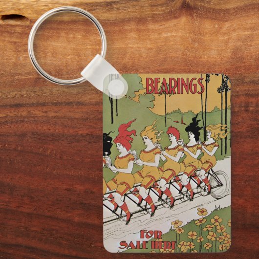  Art Nouveau-Hoesje, met een Tandem-fiets Sleutelhanger (Voorkant)