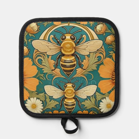 Art Nouveau Hommelding Pot Holder Pannenlap (Voorkant)