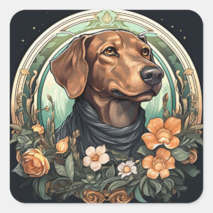 Art Nouveau Hond Vierkante Sticker