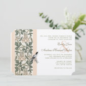 Art Nouveau HoneySuckle Hummingbird Wedding Kaart (Staand voorkant)