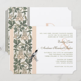Art Nouveau HoneySuckle Hummingbird Wedding Kaart