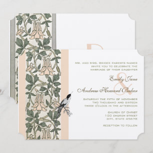 Art Nouveau HoneySuckle Hummingbird Wedding Kaart
