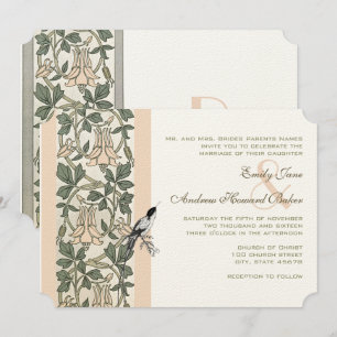 Art Nouveau HoneySuckle Hummingbird Wedding Kaart