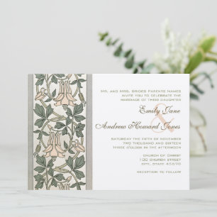 Art Nouveau HoneySuckle Pink Wedding Invitation Kaart