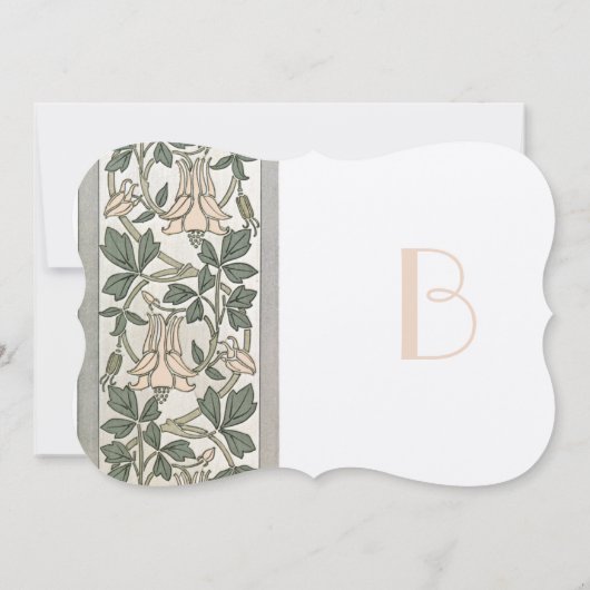 Art Nouveau HoneySuckle Pink Wedding Invitation Kaart (Achterkant)