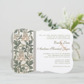 Art Nouveau HoneySuckle Pink Wedding Invitation Kaart (Staand voorkant)