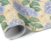 Art Nouveau Hortensia Patroon met Libellen Cadeaupapier (Rol Hoek)