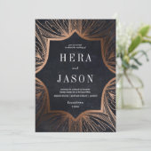 Art Nouveau houtskool en Bronzen Uitnodiging (Staand voorkant)