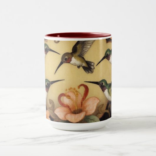 Art Nouveau hummingbird tableau Mok (Midden)