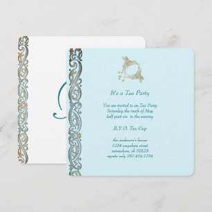 Art Nouveau Hummingbird Tea Party Invitations Kaart