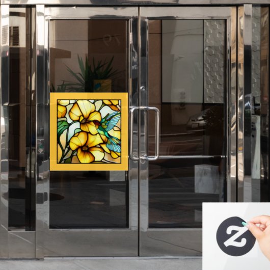 Art Nouveau Hummingbird Tuin Faux Glas in lood Raamsticker (Kantoordeur)