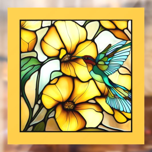 Art Nouveau Hummingbird Tuin Faux Glas in lood Raamsticker (Vel 2)