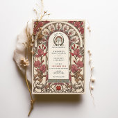 Art Nouveau Huwelijk Bourgondië en Ivoren Bloemen Kaart