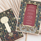 Art Nouveau Huwelijk Bourgondië & Marine Bloemen Kaart