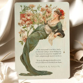 Art Nouveau Huwelijk Dank u Kaart Groene Bloemen