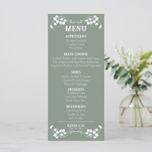 Art Nouveau Huwelijk Flat Menu (Staand voorkant)