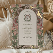Art Nouveau Huwelijk Gouden Accenten Save The Date Folie Uitnodiging
