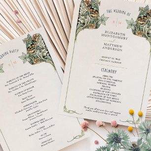  Art Nouveau huwelijksprogramma Kaart