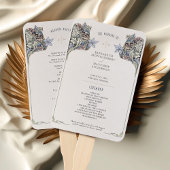  Art Nouveau huwelijksprogramma Kaart Handwaaier