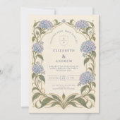 Art Nouveau Hydrangea Bruiloft Kaart (Voorkant)