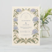 Art Nouveau Hydrangea Bruiloft Kaart (Staand voorkant)