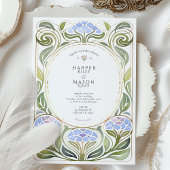Art Nouveau Hydrangea Floral Wedding Kaart
